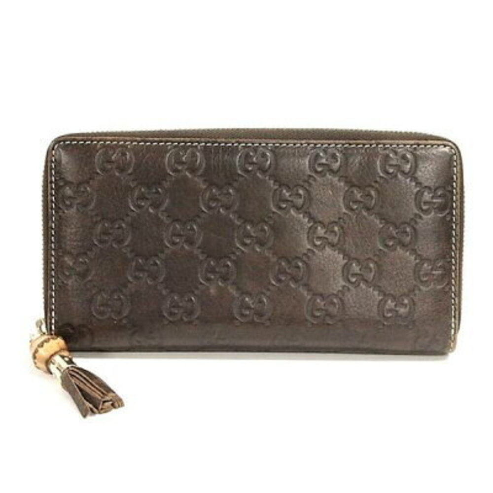 Gucci Bamboo Tassel Zip Wallet Guccissima Brown